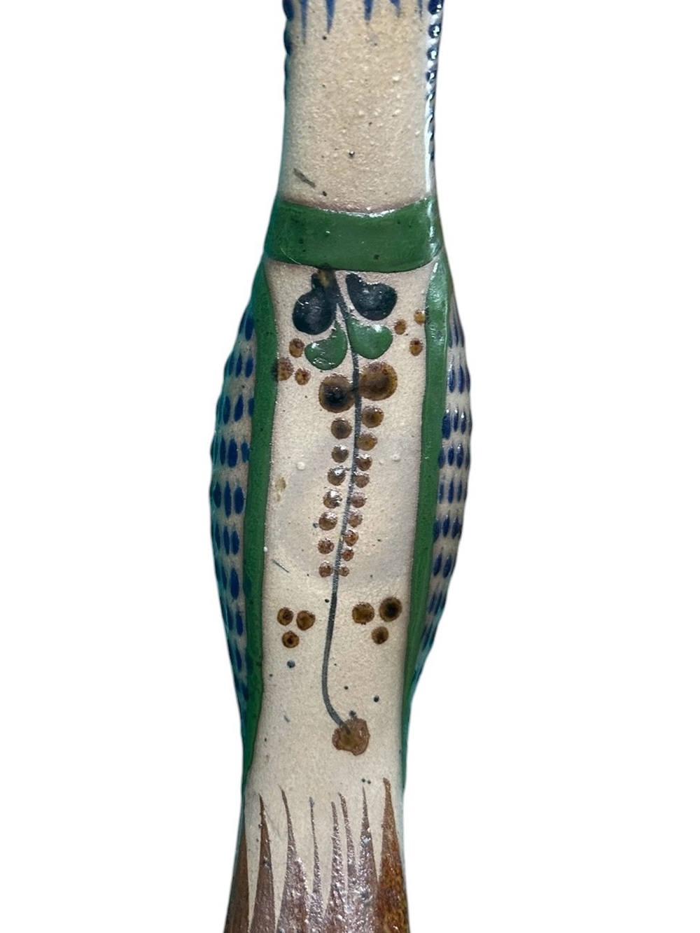 Vintage Mexican Folk Art Pottery Bird Hand Painted Clay Figurine Tonala Style - Picture 16 of 16
